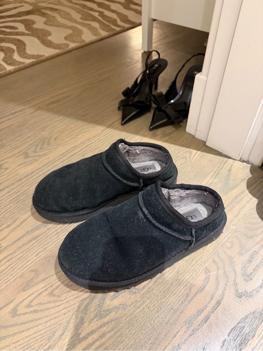 UGG Black Suede Slip-On Clog